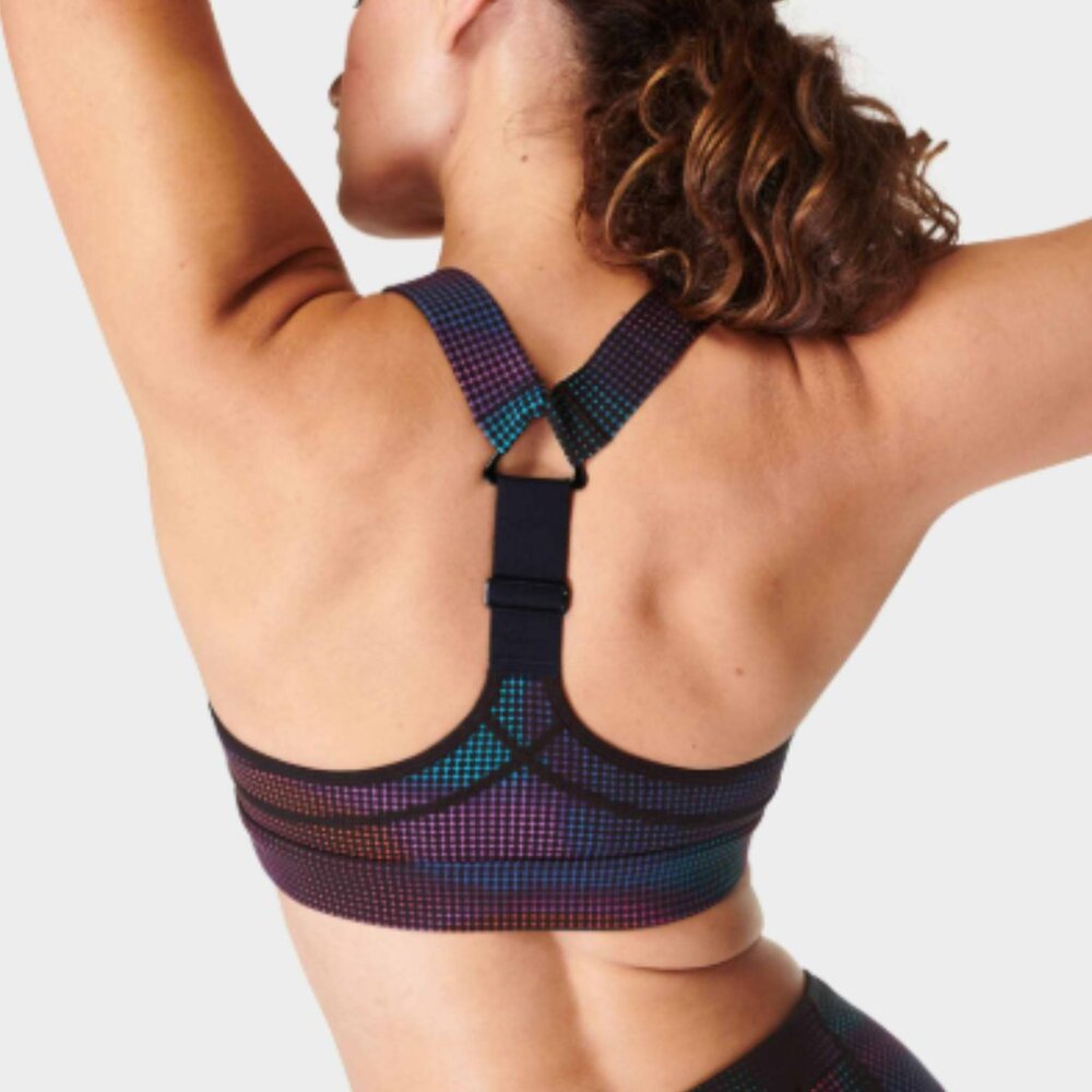 Sweaty Betty Power Medium Impact Black Gradient Neon Dot Sports Bra NAT1 - Picture 2 of 10